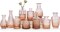 Set of 10 - Amber Glass Bud Vase - Small for Flowers, Bud - in Bulk, Cute Mini Vintage Vases for Centerpieces, Wedding Decorations, Table Decor(Pink Orange)